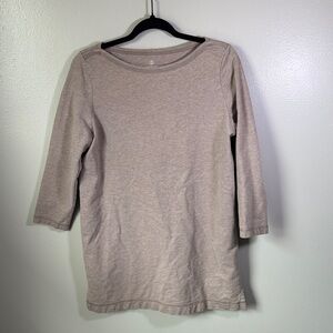 Lands’ End Beige 100% Cotton Long Sleeve Top Size M